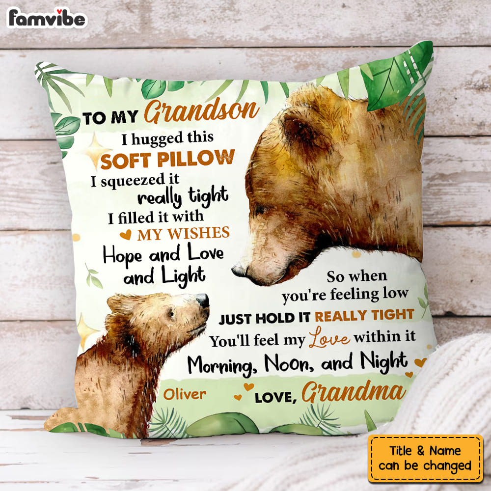 Personalized Gift For Grandson Bear Hug This Pillow 31444 Primary Mockup