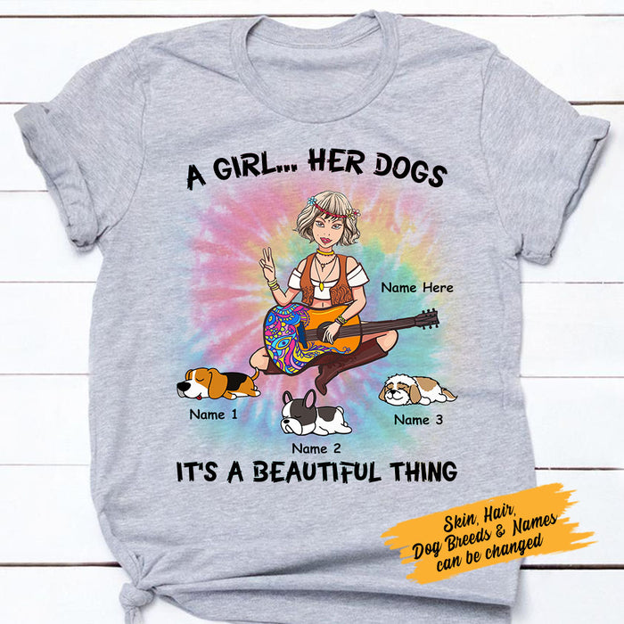 Personalized Dog Hippie Girl Beautiful Things T Shirt JN242 95O58 1