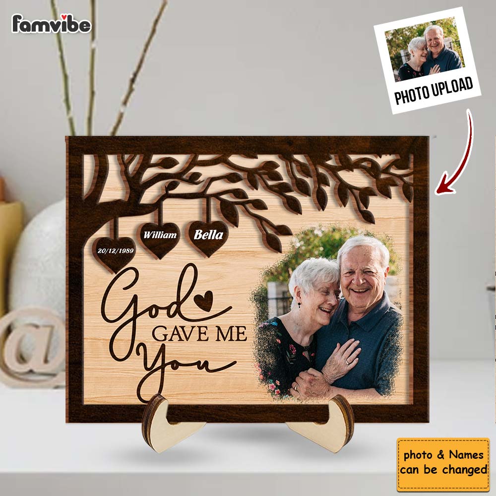 Personalized Gift For Couples God Gave Me You 2 Layered Wooden Plaque 31510 Primary Mockup
