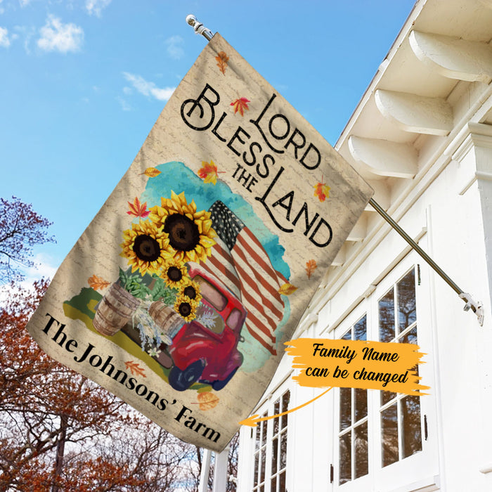 Personalized Farm Truck God Bless The Land Flag JL221 30O58 1