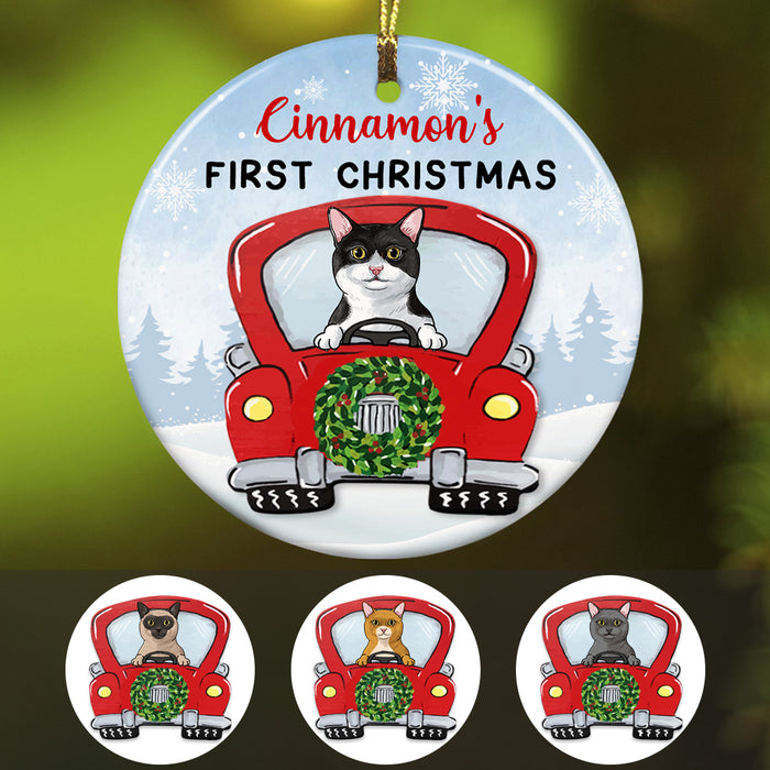 Personalized Cat First Christmas Red Truck  Ornament OB264 85O57 1