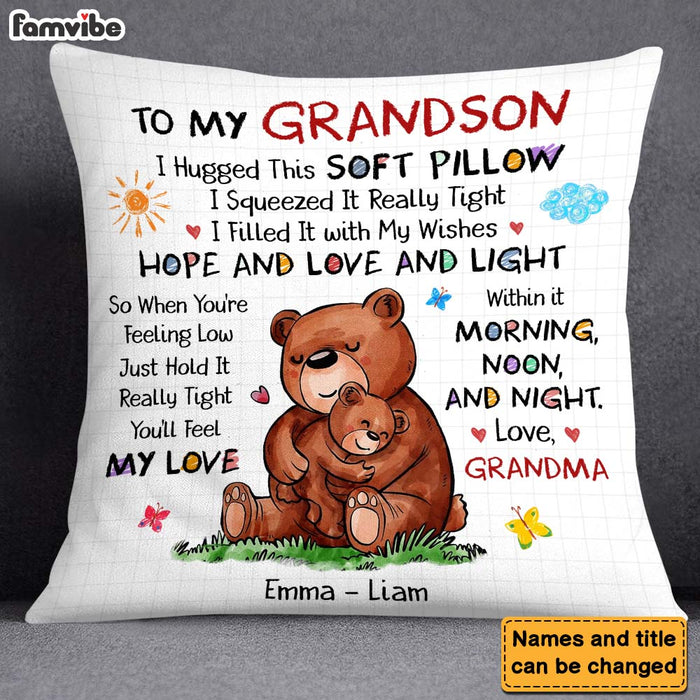 Personalized Gift For Grandson Bear Hug This Pillow 27060 1