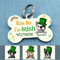 Personalized Dog Kiss Me Irish St Patrick's Day Bone Pet Tag JR203 81O58 thumb 1