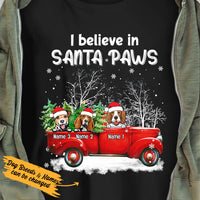 Personalized Dog Red Truck Santa Paws Christmas T Shirt NB245 87O53 thumb 1