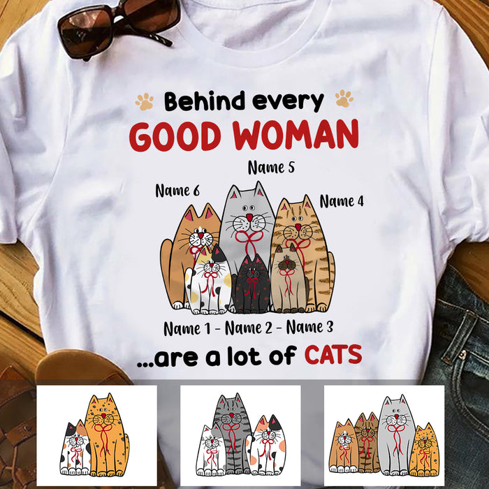 Personalized Cats Behind Every Good Woman T Shirt MR254 67O34 1