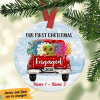 Personalized Red Truck Our First Christmas Engaged Ornament OB151 65O47 thumb 1