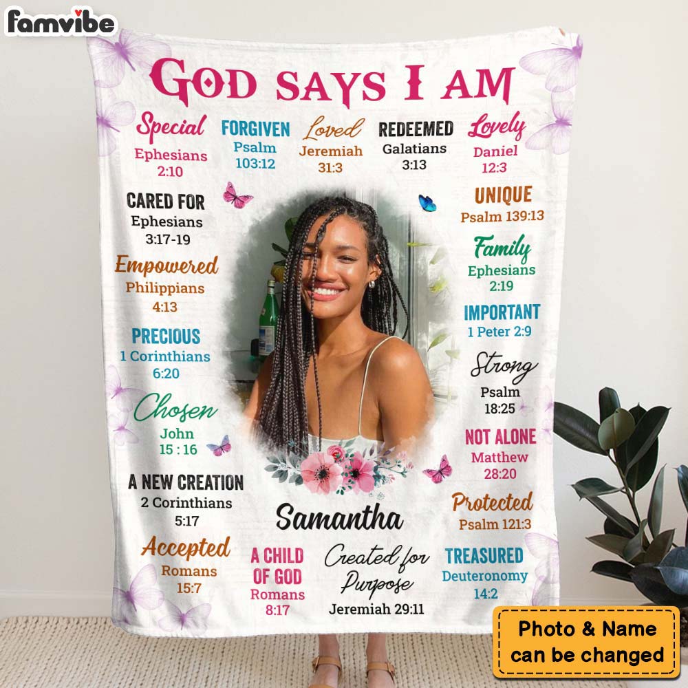 Personalized Gift For Daughter God Says I Am Photo Custom Blanket 31399 Primary Mockup
