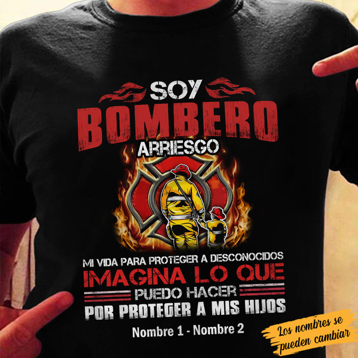 Personalized Firefighter Dad Grandpa Papá Abuelo Spanish T Shirt MY42 30O34 1
