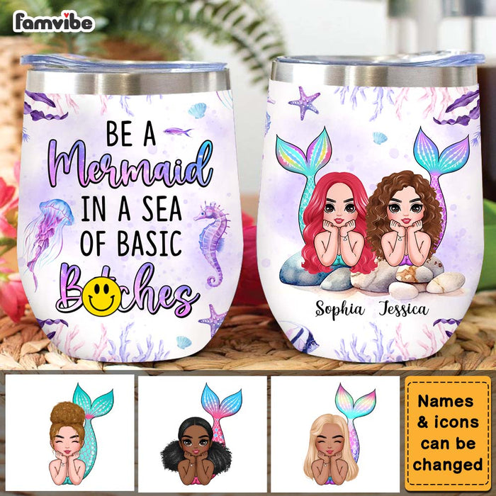Personalized Mermaid Friends Wine Tumbler 25577 1