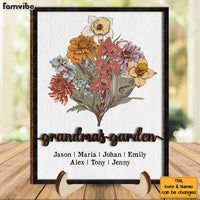 Personalized Gift For Grandma's Garden Birth Flower 2 Layered Wooden Plaque 31508 thumb 1
