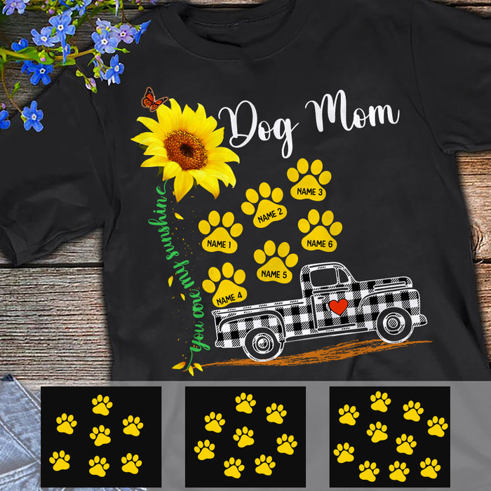Personalized Sunflower Paw Dog Mom Grandma T Shirt AP51 65O57 1