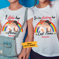 Personalized I Stole Her Heart LGBT Lesbian Couple T Shirt SB161 67O57 thumb 1
