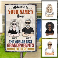 Personalized Grandpa Grandma Live Here Metal Sign JL71 30O58 thumb 1