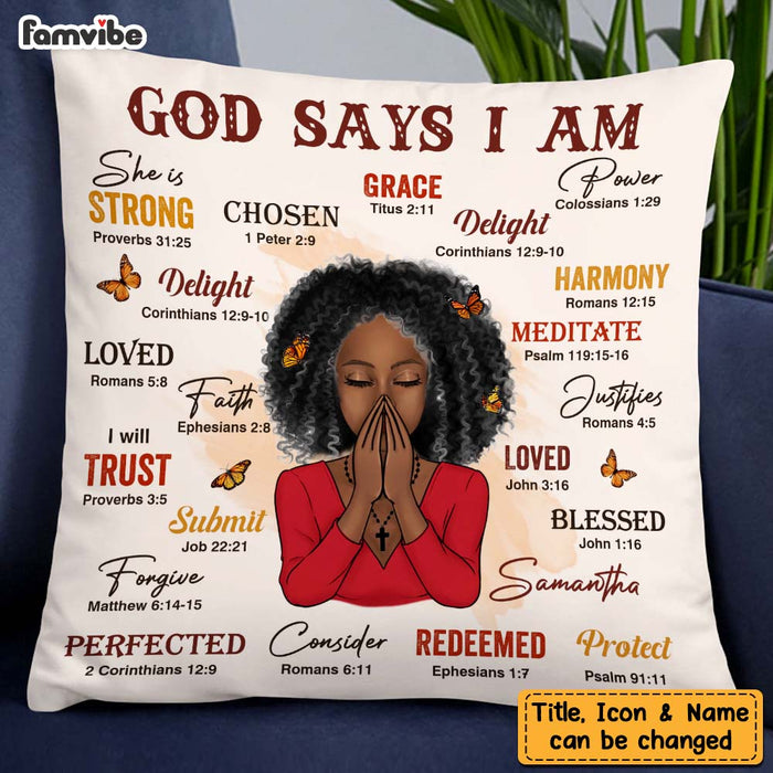 Personalized Daughter Granddaughter Christian Affirmations God Says I Am Pillow 22712 1