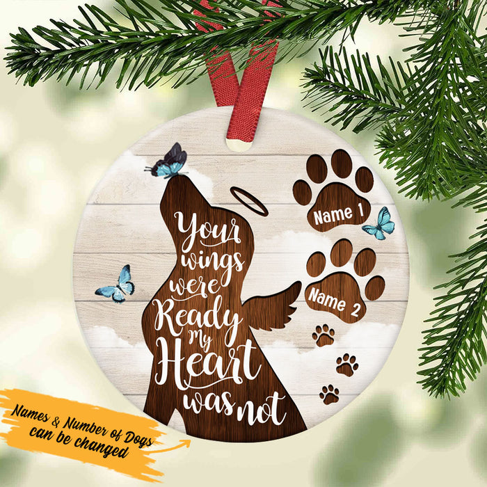 Personalized Dog Memorial Your Wings Were Ready  Circle Ornament NB243 85O53 1