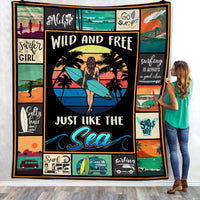 Surfing Girl  Fleece Blanket JN271 73O57 thumb 1