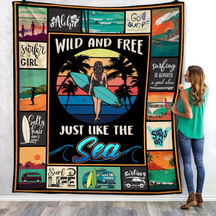 Surfing Girl  Fleece Blanket JN271 73O57 1