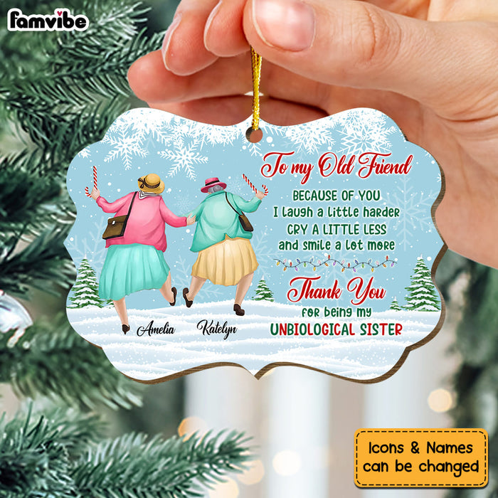 Personalized Gift For Old Friend My Unbiological Sister Christmas Benelux Ornament 29991 1