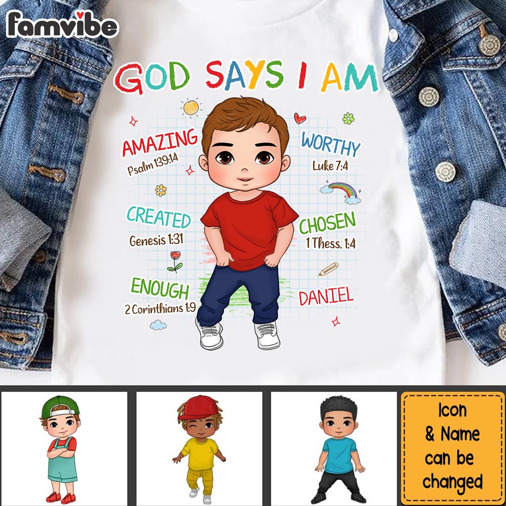 Personalized Gift For Grandson God Says I Am Kid T Shirt - Kid Hoodie - Kid Sweatshirt 32150 Mockup 2