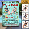 Personalized Family Pool Rules Swim At Your Own Risk Metal Sign JN147 58O47 1
