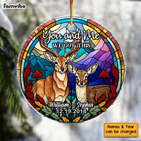 Personalized Gift For Couple Stained Glass Buck And Doe Circle Ornament 30054 thumb 1