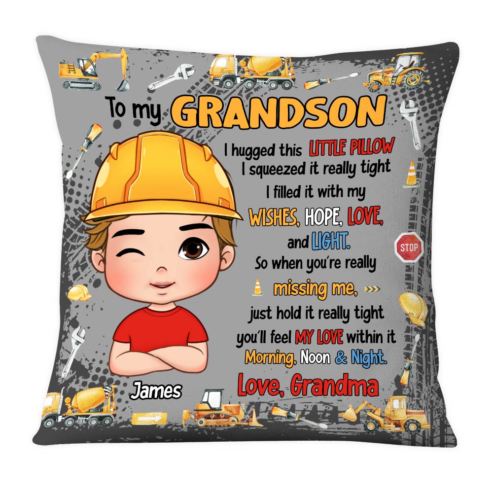 Personalized Gift To My Grandson Excavators Construction Machines Pillow 30671 Primary Mockup