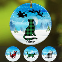 Personalized Cat Santa Sleigh Christmas  Ornament OB262 95O53 thumb 1