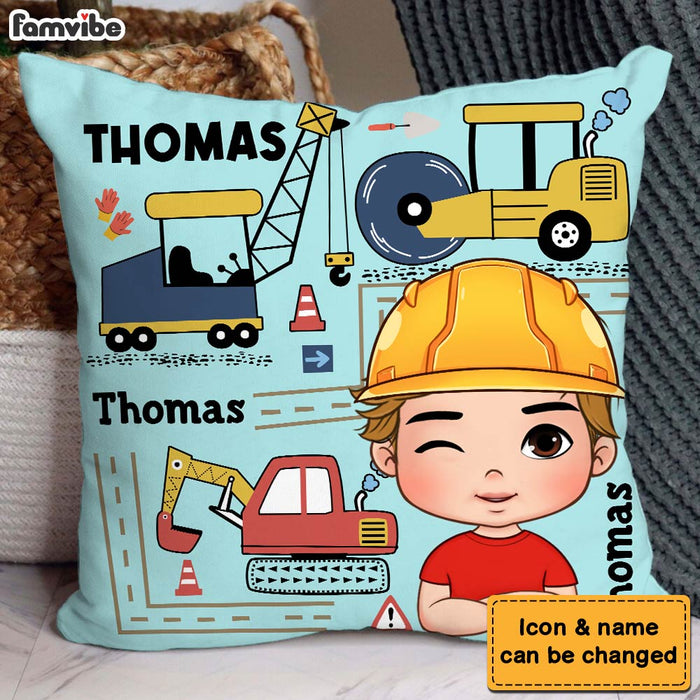 Personalized Gift For Grandson Construction Custom Name Pillow 30863 1