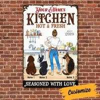Personalized Dog Kitchen Seasoned With Love Metal Sign JL129 30O53 thumb 1