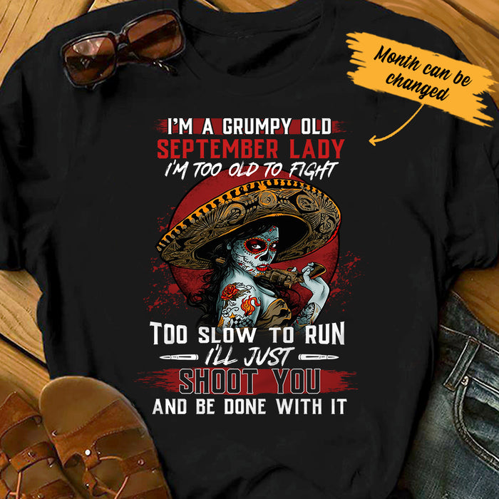 Personalized Skull Old & Grumpy T Shirt JL292 95O34 1