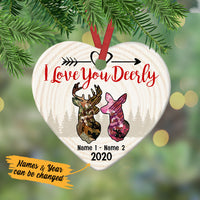 Personalized Hunting Couple I Love You Deerly  Heart Ornament DB12 87O53 thumb 1