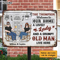 Personalized Couple Lovely Wife Grumpy Old Husband Live Here Metal Sign JN94 58O47 thumb 1