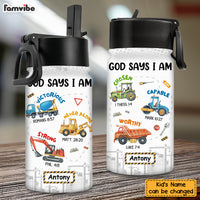 Personalized Gifts For Grandson Construction Machines I Am Kids Water Bottle 31433 thumb 1