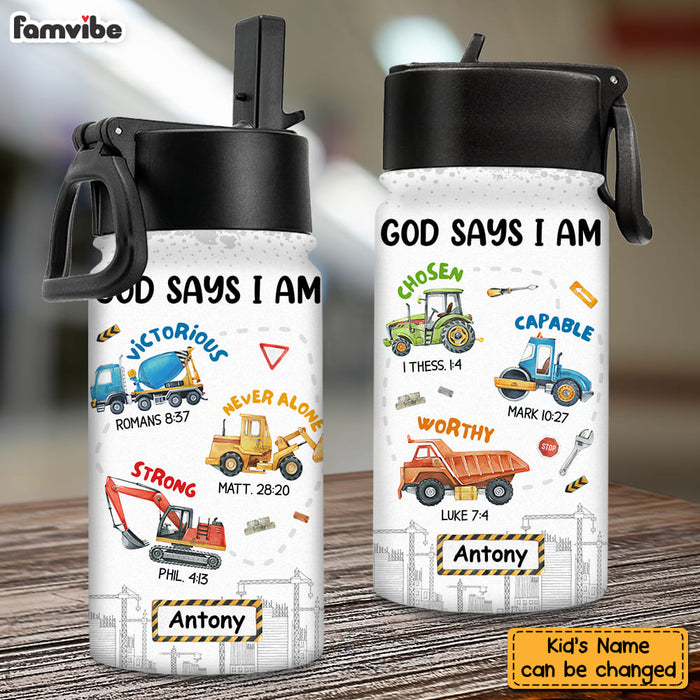 Personalized Gifts For Grandson Construction Machines I Am Kids Water Bottle 31433 1