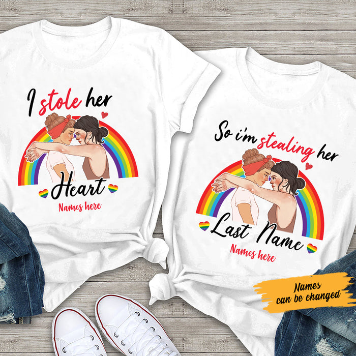 Personalized I Stole Her Heart LGBT Lesbian Couple T Shirt SB161 67O57 1