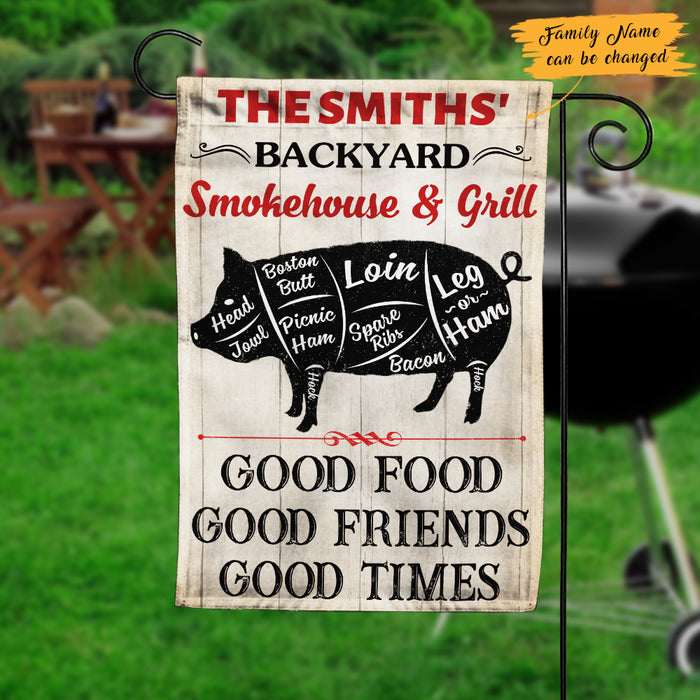 Personalized Backyard Smokehouse Grill Gardening Flag AG101 85O47 1