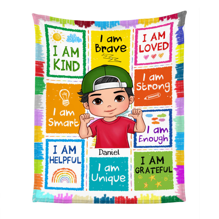 Personalized Inspiring Gift For Grandson I Am Kind Crayon Blanket 31111 1