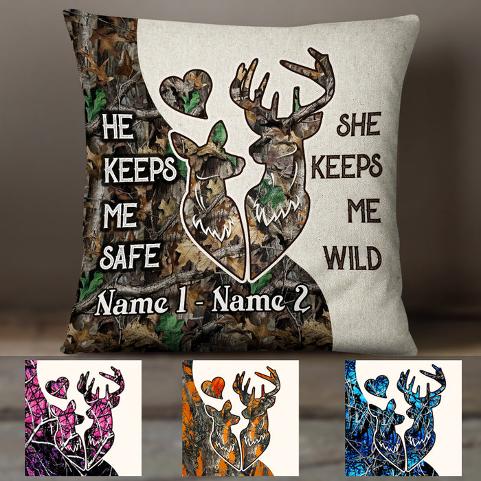 Personalized Deer Hunting Valentine Couple Pillow  JR91 81O47 (Insert Included) 1
