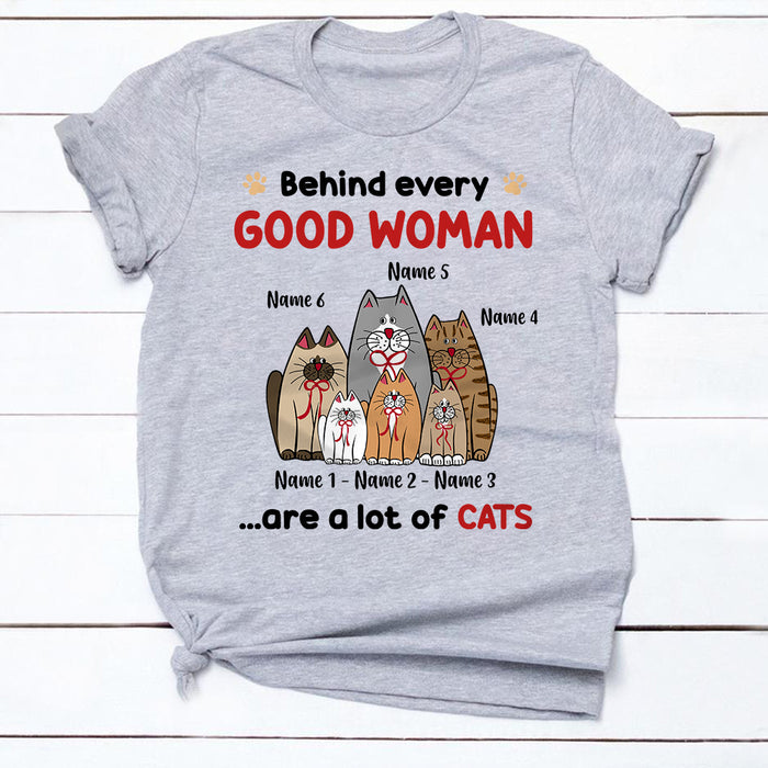 Personalized Cats Behind Every Good Woman T Shirt MR254 67O34 1