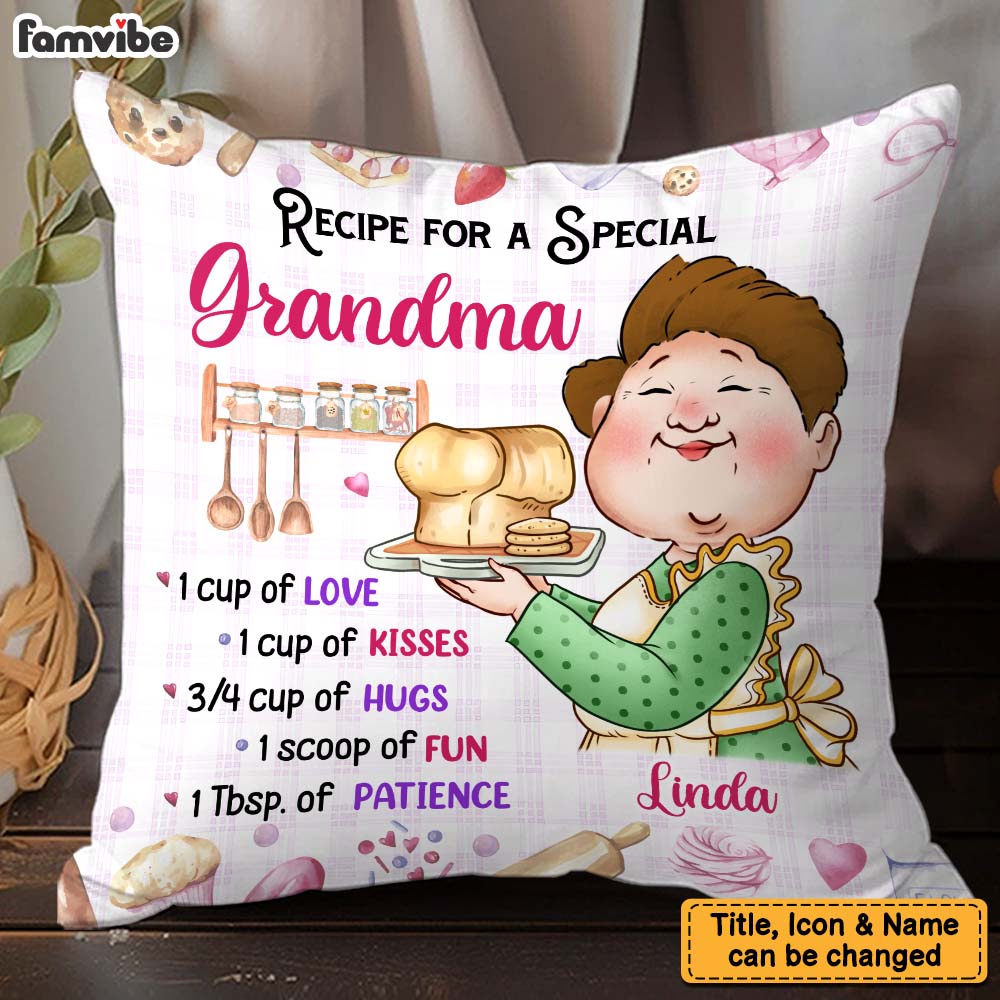 Personalized Gift Recipe For A Grandma Baking Pillow 31622 Primary Mockup