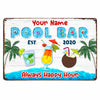 Personalized Pool Bar Happy Hour Metal Sign JR151 95O47 1