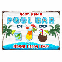 Personalized Pool Bar Happy Hour Metal Sign JR151 95O47 thumb 1