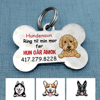 Personalized Dog Call My Mom Hund Danish Bone Pet Tag AP146 30O34 thumb 1
