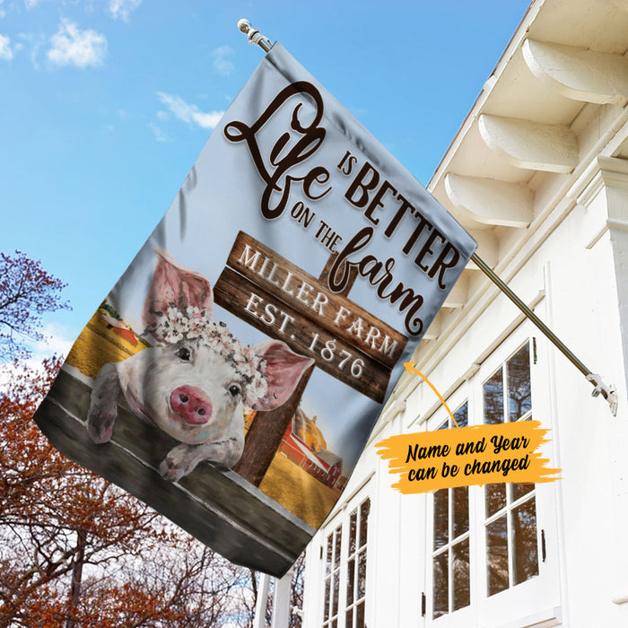 Personalized Life Is Better On The Farm Animal Flag JL221 73O36 1