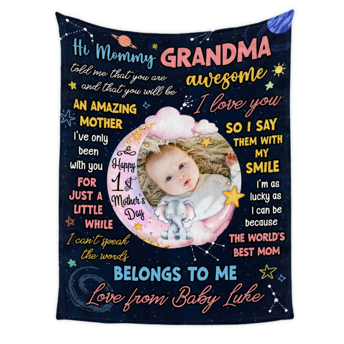 Personalized Gift For Baby First Hi Mommy Upload Photo Blanket 31539 1