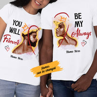 Personalized King And Queen BWA Couple T Shirt SB111 65O57 thumb 1