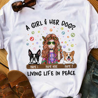 Personalized Hippie Girl And Dog T Shirt MR182 30O36 thumb 1