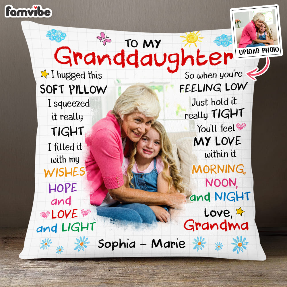 Personalized Gift For Granddaughter Photo Custom Pillow 31498 Primary Mockup