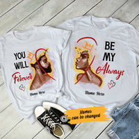 Personalized King And Queen BWA Couple T Shirt SB111 65O57 thumb 1