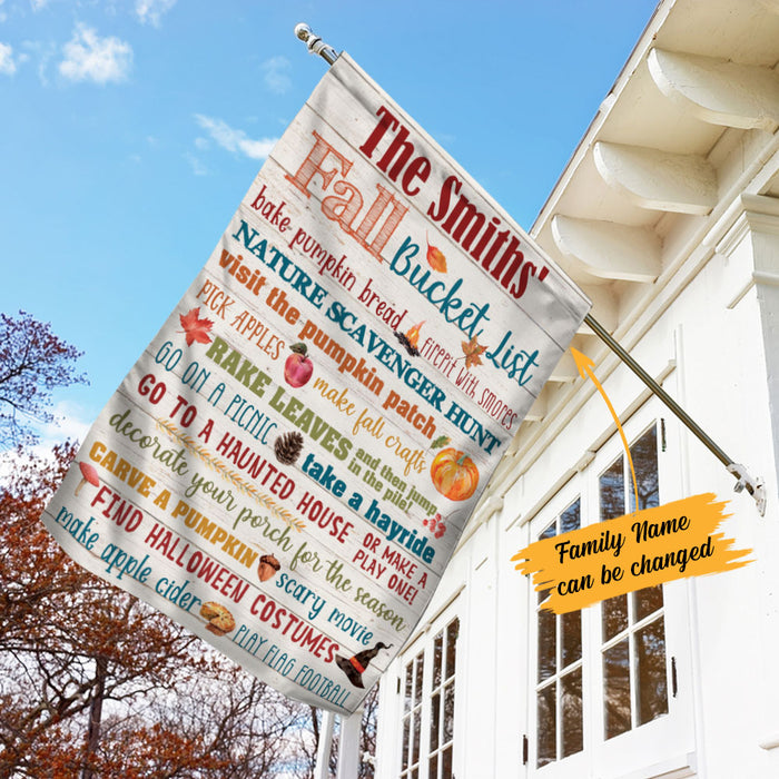 Personalized Fall Family Bucket List Flag AG221 67O58 1